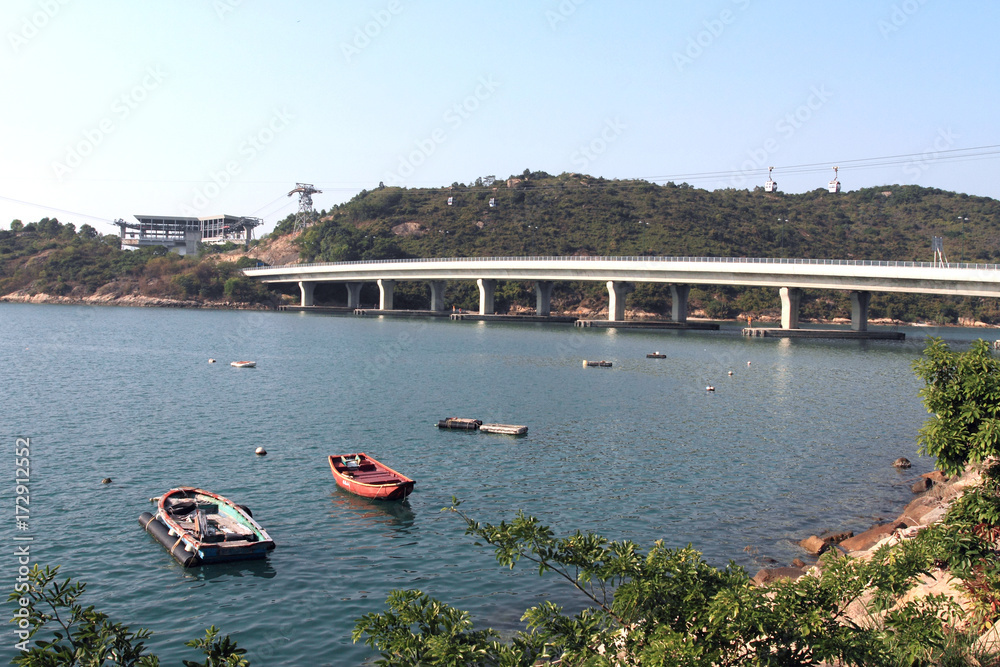 Fototapeta premium coastal landscape of Tung Chung on Lantau Island, Hong Kong