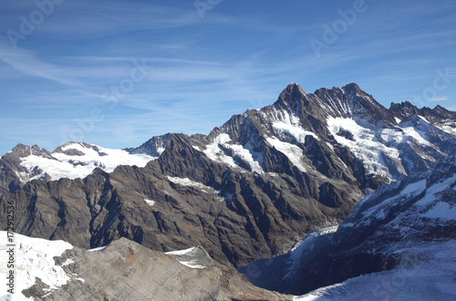 scenic landscape of Jungfrau mountain range, landmark in Switzerland © mary416