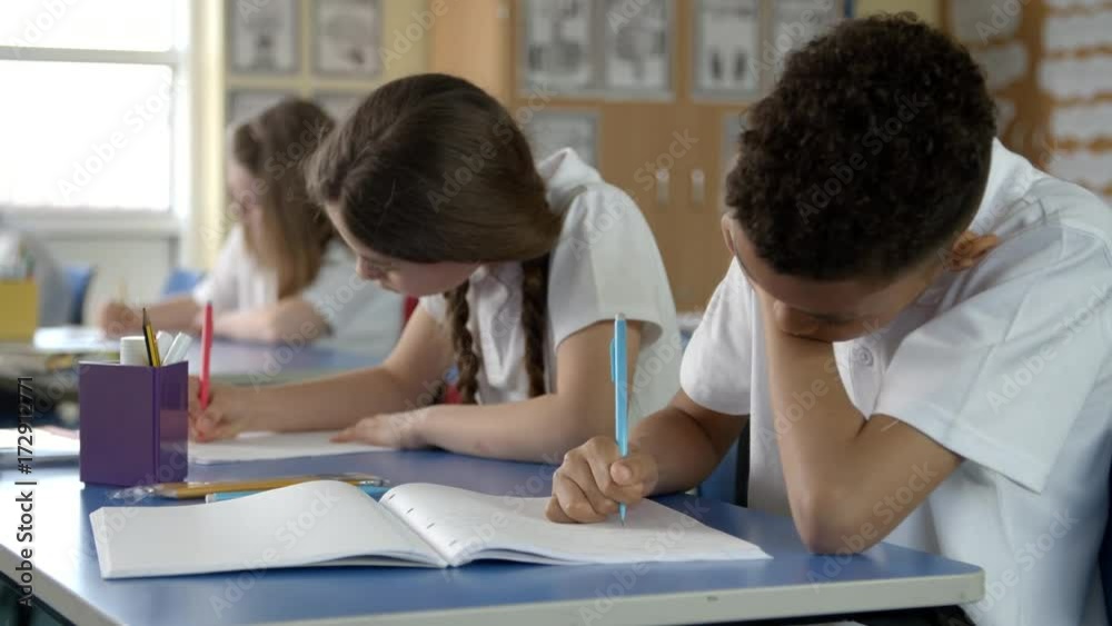 Elementary School Pupils Working In Classroom Shot On R3D Elementary School Pupils Working In Classroom Shot On R3D