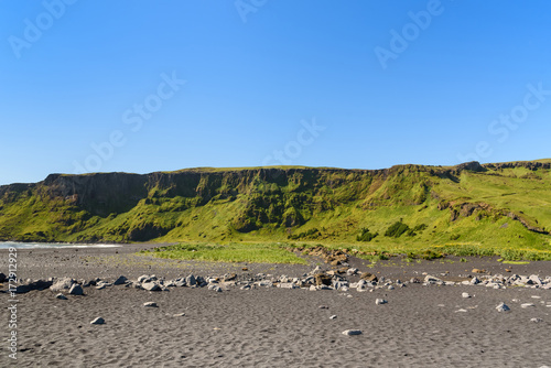 Mountain landscape with blue sky at Vik, Iceland