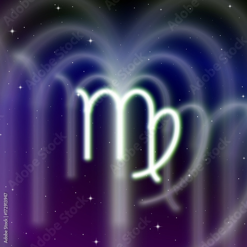 Astrology sign of Virgo or maiden with mystic aura in universe. Magic icon