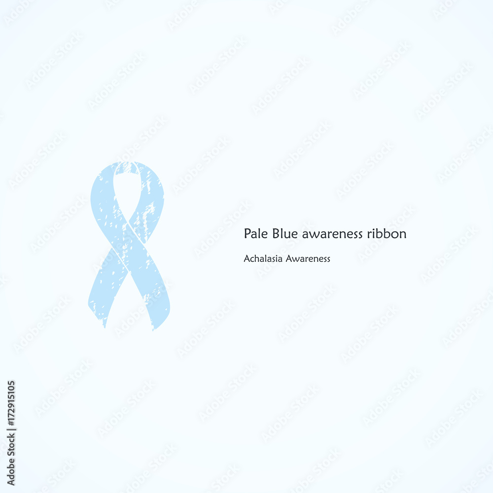 Painted awareness ribbon. Light blue ribbon. Isolated icon. List of  meanings, symbol, name of color. Stock Vector