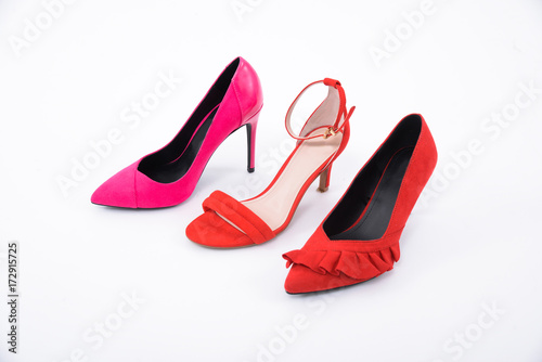 Set of female red shoes