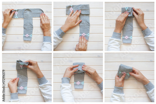 Clothes storage. Order in the closet. Folding socks. Master Class. photo