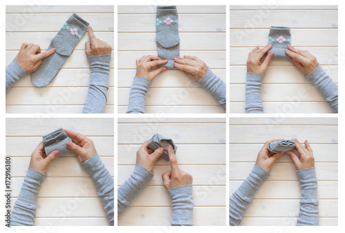Clothes storage. Order in the closet. Folding socks. Master Class. photo