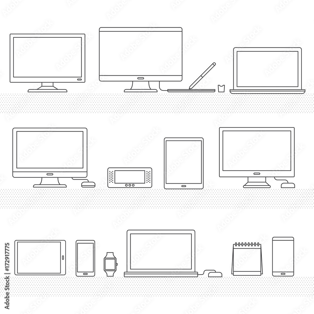 Vector set of digital devices Vector set of digital devices