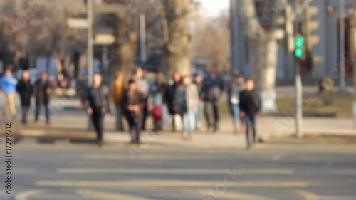 Wallpaper Mural A bunch of people out of focus traversed the road in front of the camera Torontodigital.ca
