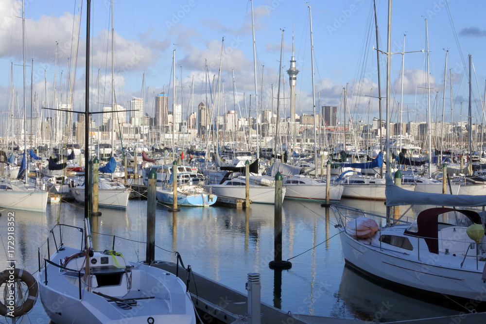Landscape view of Westhaven Marina Auckland New Zealand