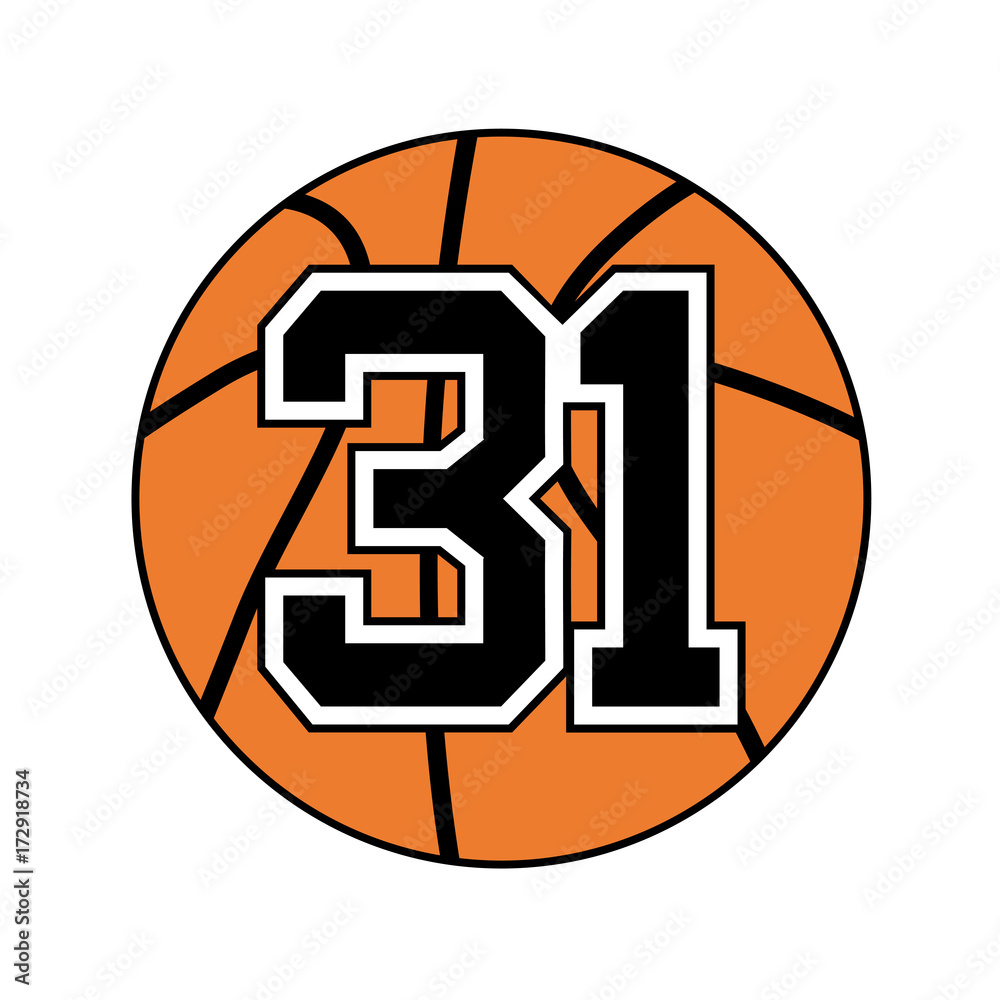 ball of basketball symbol witn number 31 ball of basketball symbol witn number 31