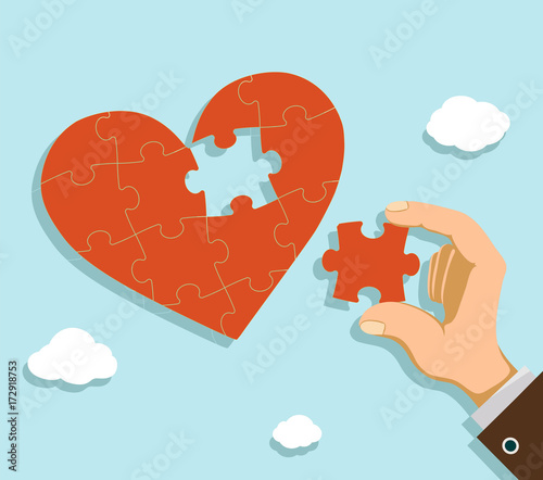 heart from puzzle pieces.