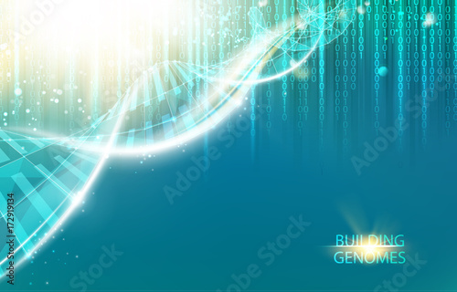 Science template for your card, wallpaper or banner with a DNA molecules of poligons. Vector illustration.