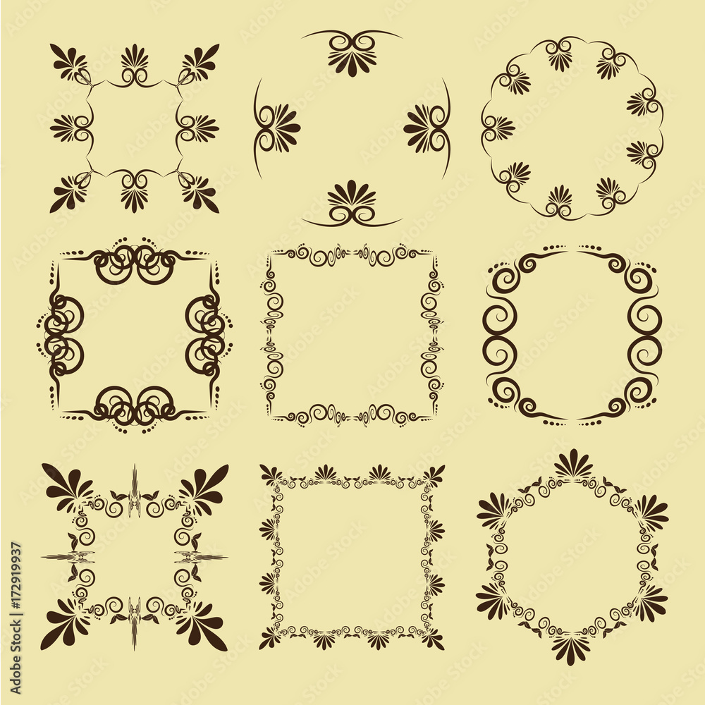 illustration of set of vintage design elements