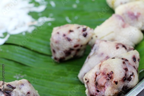 sticky rice with coconut is delicious , Thai dessert