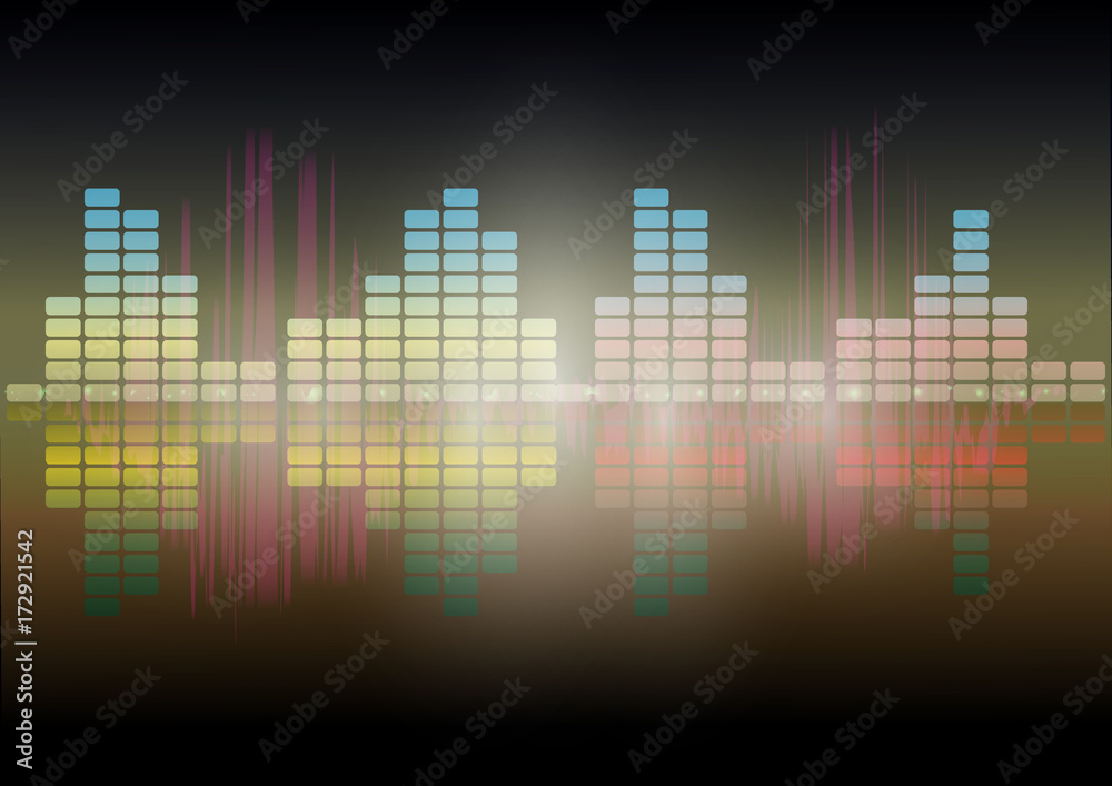 Multi color  Audio waveform technology background  Digital equalizer technology abstract  Vector image