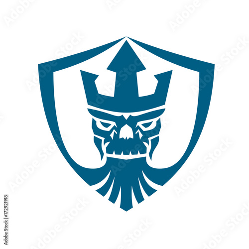 Neptune Skull Trident Crown Crest Icon