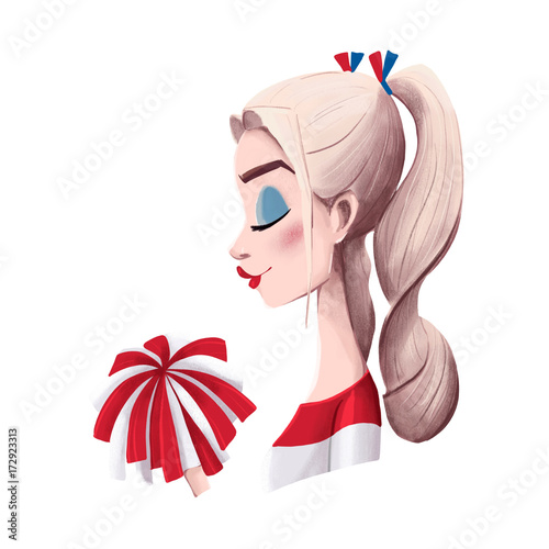 Obraz dziewczyna-cheerleaderka z profilu