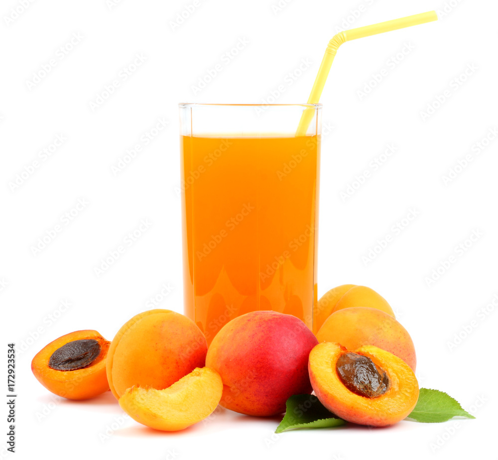 glass of apricot juice isolated on white background glass of apricot juice isolated on white background