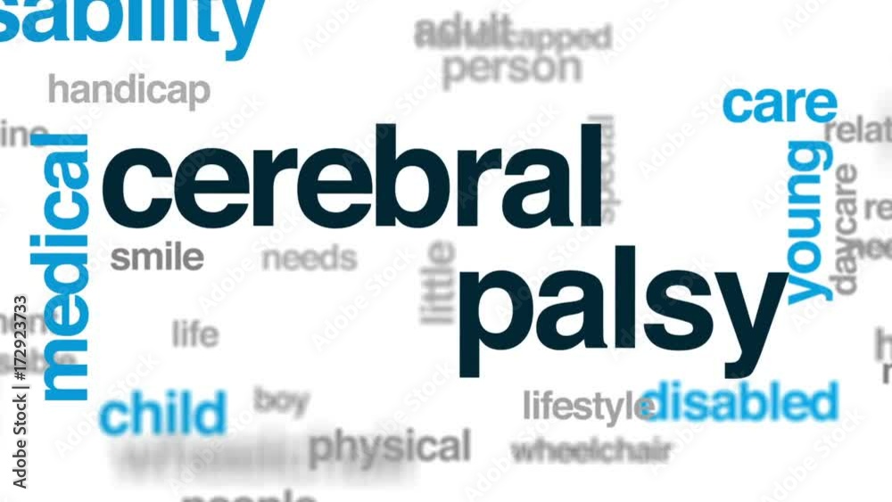 Cerebral palsy animated word cloud, text design animation. Cerebral palsy animated word cloud, text design animation.