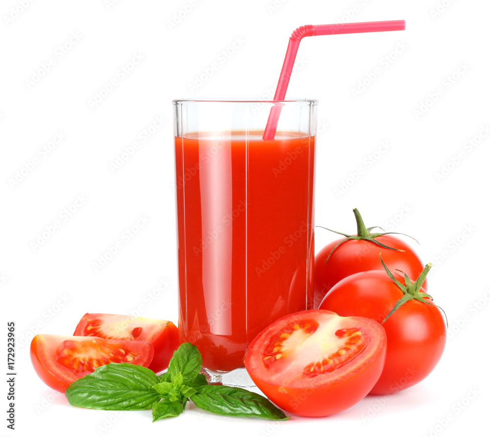 tomato juice isolated on white background. juice in glass tomato juice isolated on white background. juice in glass