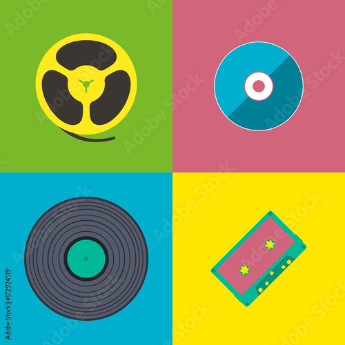 Retro styled set music icons.