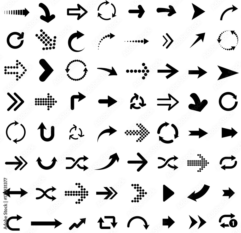 Set of arrow icons. - stock vector.