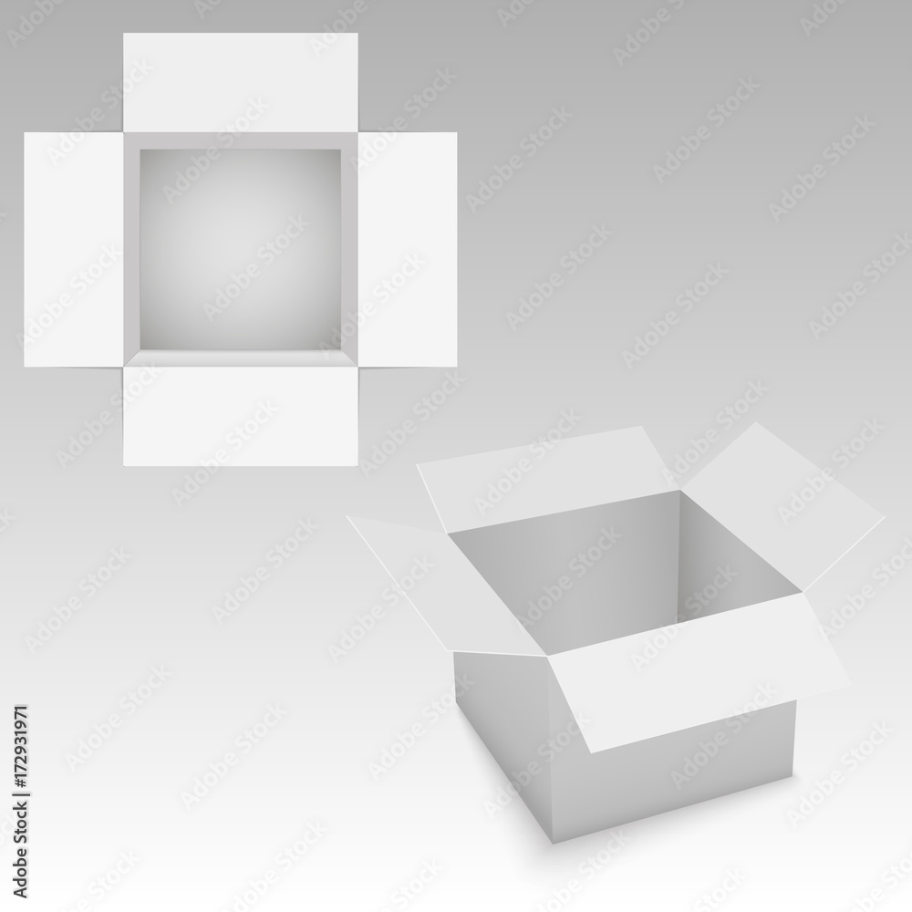 White opened cardboard box. Vector White opened cardboard box. Vector