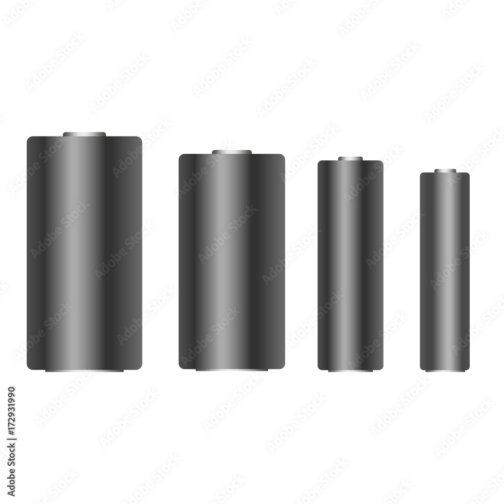 Set of different batteries vector Set of different batteries vector