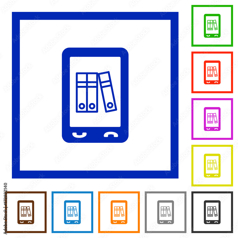 Mobile office flat framed icons Mobile office flat framed icons