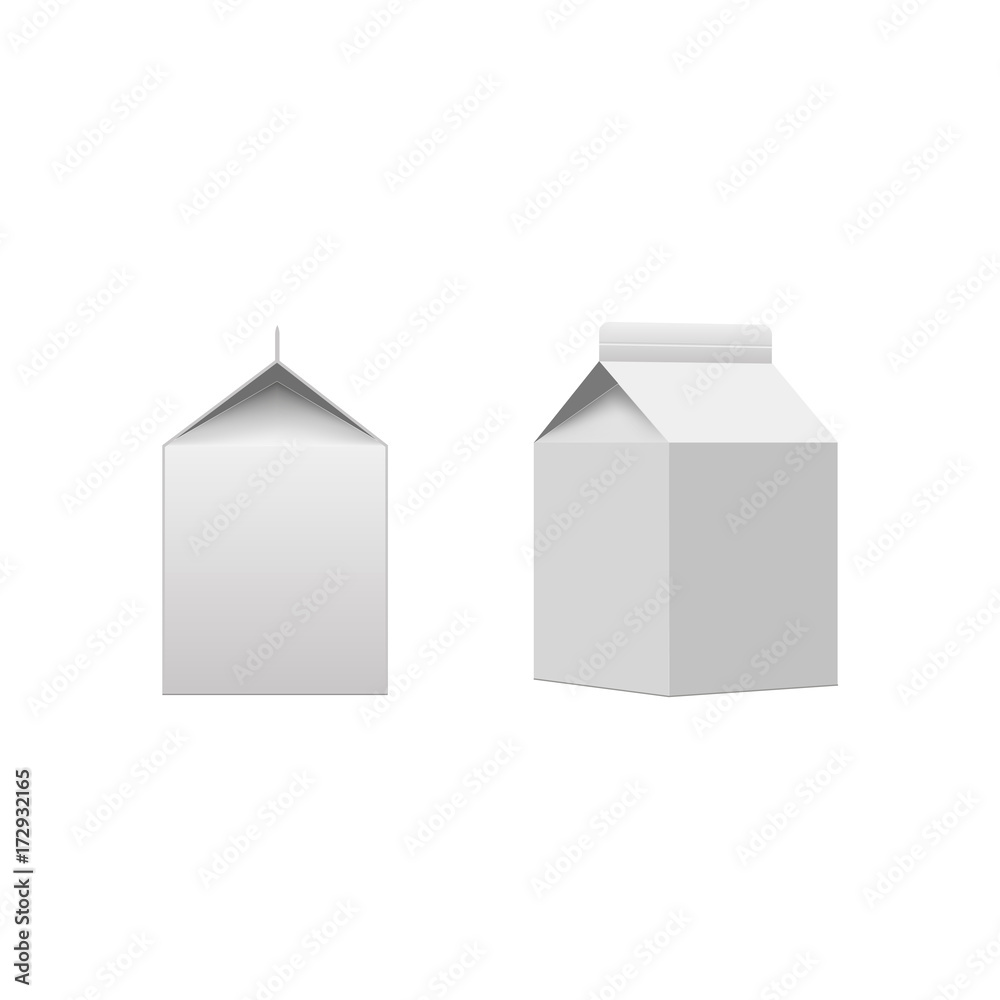 Milk or juice carton packaging package box white blank isolated. Vector Milk or juice carton packaging package box white blank isolated. Vector
