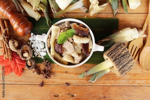 Bamboo shoot boiled soup with pork delicious