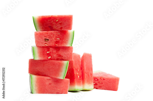 Slice of watermelon on white background