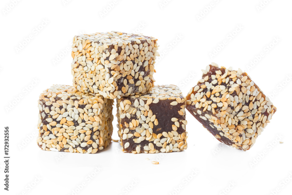 Tasty Turkish delight isolated on white Tasty Turkish delight isolated on white