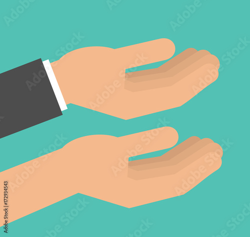 Gesturing hands. Opened palms . Asking or begging concept