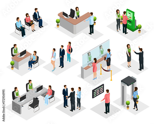 Isometric People In Bank Collection