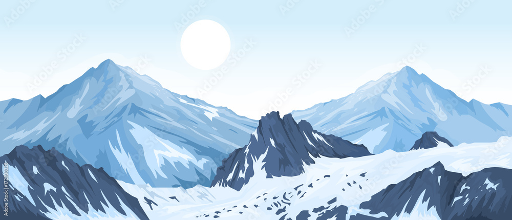 Naklejka premium Panorama górskich szczytów