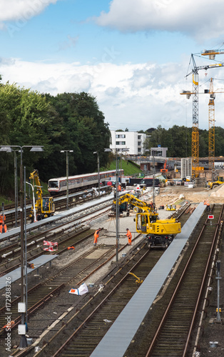 Obraz na płótnie Baustelle- Eisenbahn w salonie