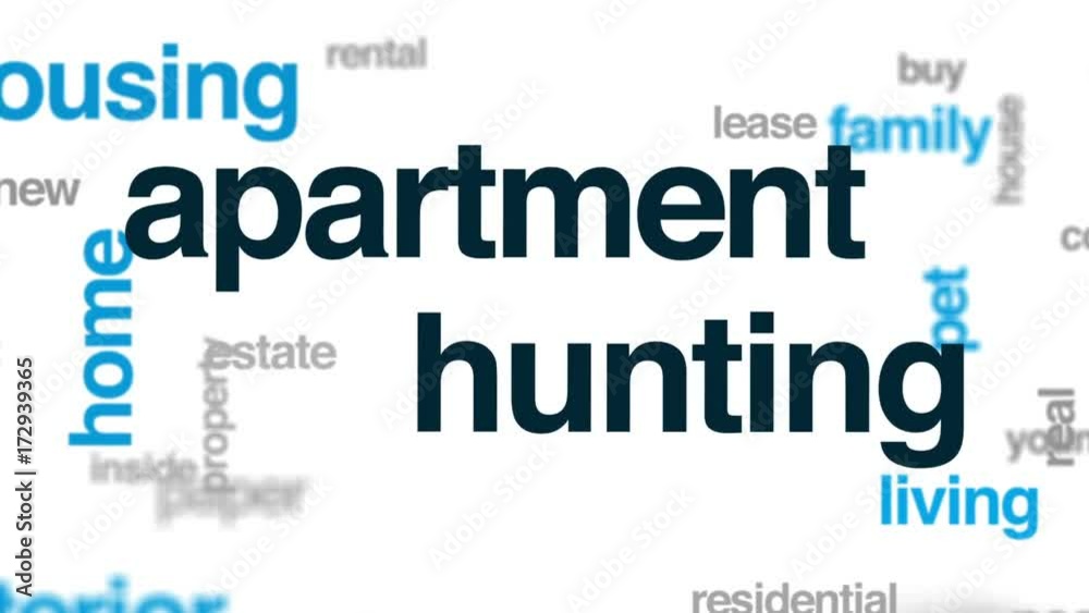 Apartment hunting animated word cloud, text design animation. Apartment hunting animated word cloud, text design animation.