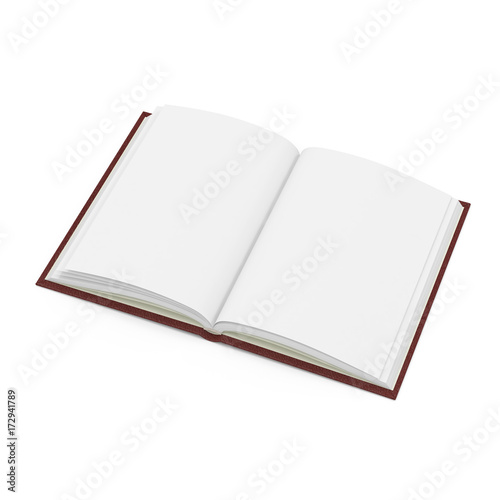 Vintage blank open notebook isolated on white. 3D illustration