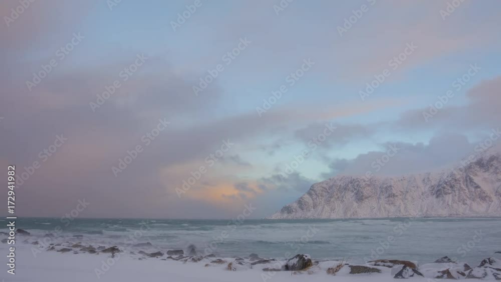 Changing Weather in Winter Norway. Time Lapse Changing Weather in Winter Norway. Time Lapse
