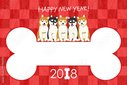 戌年 かわいい 年賀状 Stock Vector Adobe Stock