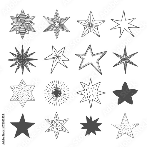 Hand drawn stars. Vector.