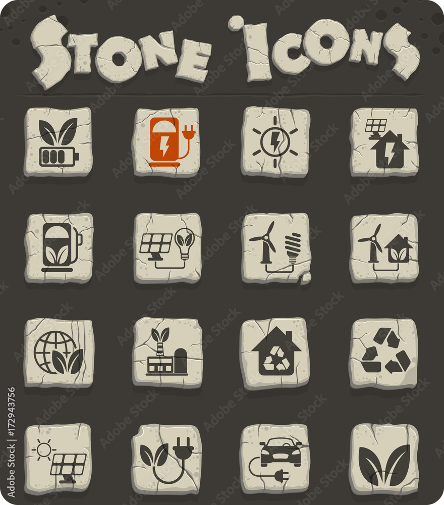 alternative energy stone icon set