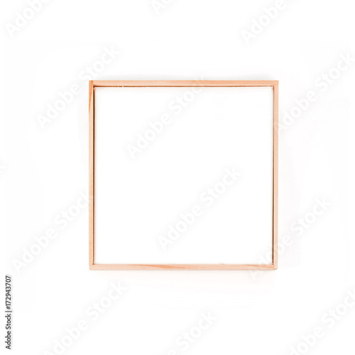 Mock up with a wooden frame on a white background