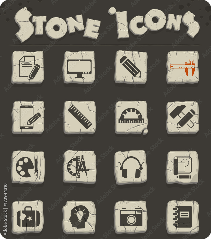 creative process stone icon set creative process stone icon set