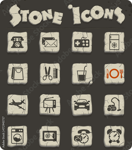 hotel room service icon set