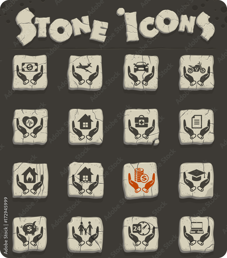 insurance stone icon set insurance stone icon set