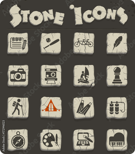 leisure stone icon set