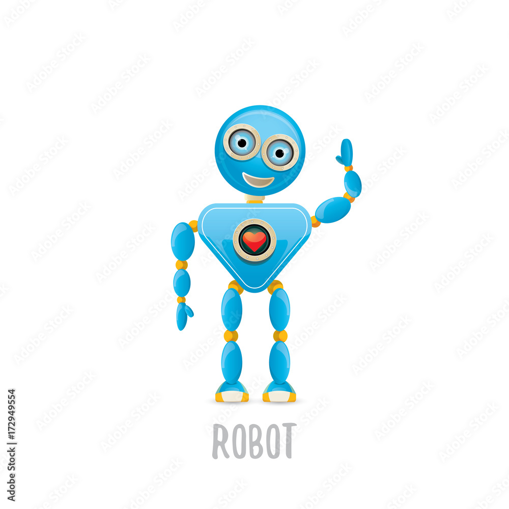 vector funny cartoon blue robot character vector funny cartoon blue robot character
