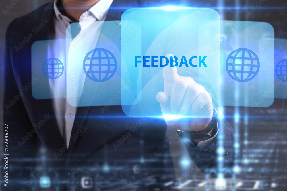 The concept of business, technology, the Internet and the network. The young entrepreneur has found what he needs: Feedback The concept of business, technology, the Internet and the network. The young entrepreneur has found what he needs: Feedback