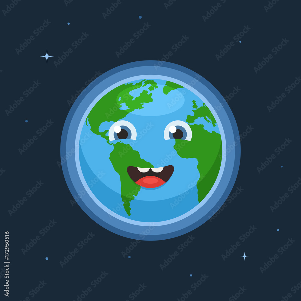 Cute earth character with stars